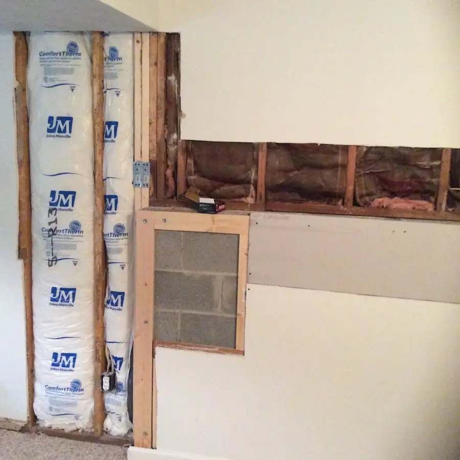 Wall insulation replacement during Basement Flood Cleanup in Larkin